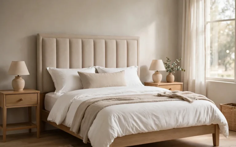 Wooden bed with upholstered headboard — we buy used beds across the UAE