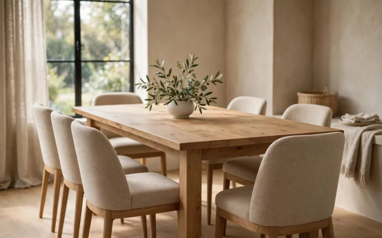 Wooden dining table with six chairs — we buy used dining sets across the UAE